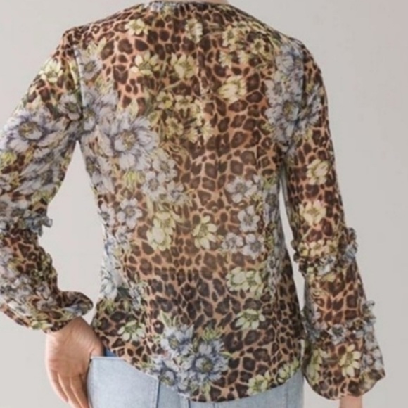 WHBM Floral Leopard Print blouse - Picture 2 of 5